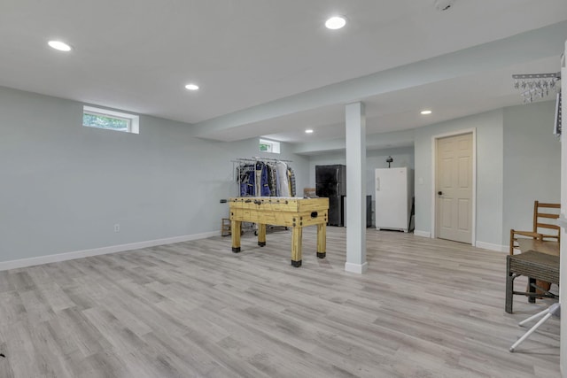 173 Zackary Dr, Granville, OH 43023 - rec room featuring light wood-style floors and recessed lighting
