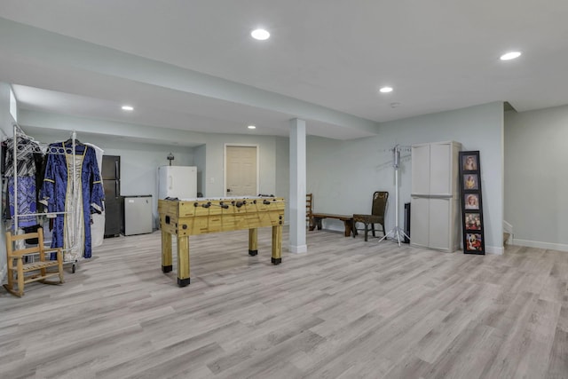 173 Zackary Dr, Granville, OH 43023 - game room with light wood-type flooring and recessed lighting