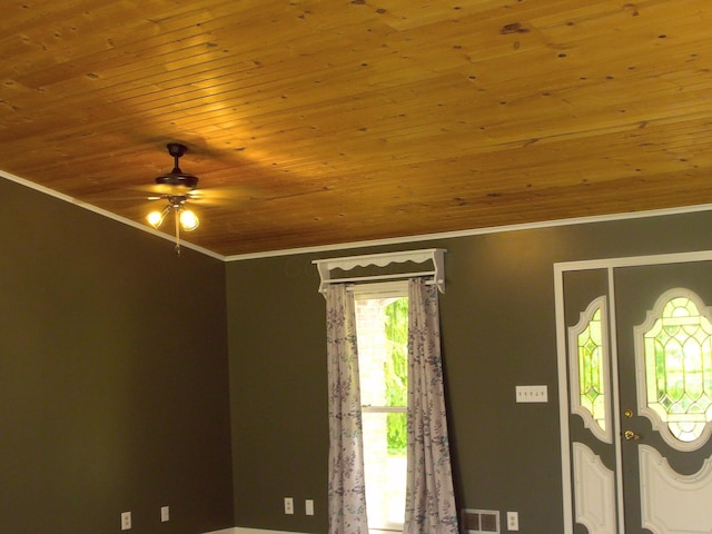 1110 Burr Oak Blvd, Nelsonville, OH 45764 - detailed view of wood ceiling, ornamental molding, and ceiling fan