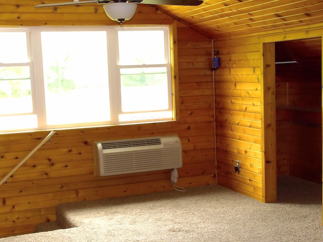 1110 Burr Oak Blvd, Nelsonville, OH 45764 - bonus room with plenty of natural light, carpet, lofted ceiling, wood walls, and an AC wall unit