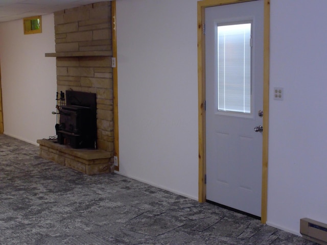 1110 Burr Oak Blvd, Nelsonville, OH 45764 - unfurnished living room with baseboard heating and carpet floors