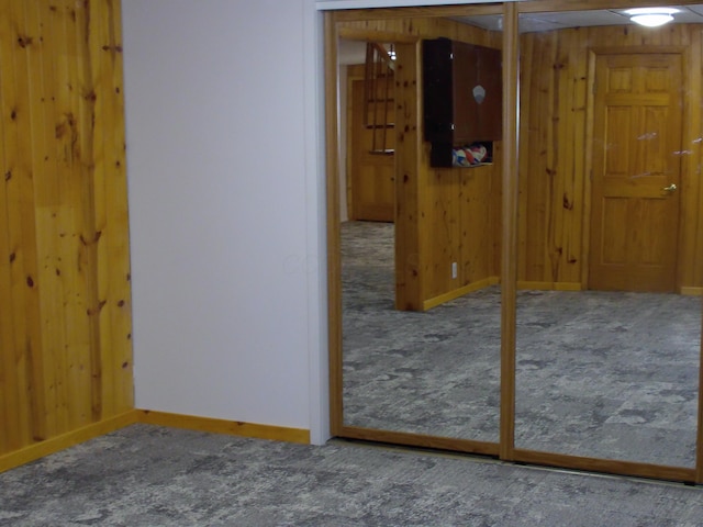 1110 Burr Oak Blvd, Nelsonville, OH 45764 - carpeted empty room featuring baseboards and wood walls