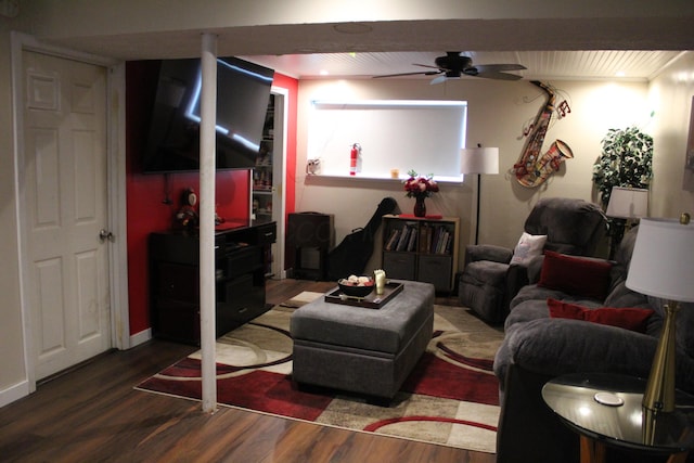 1261 Elm Park Pl, Galloway, OH 43119 - living room featuring wood finished floors and a ceiling fan