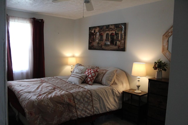 1261 Elm Park Pl, Galloway, OH 43119 - bedroom with a textured ceiling and a ceiling fan