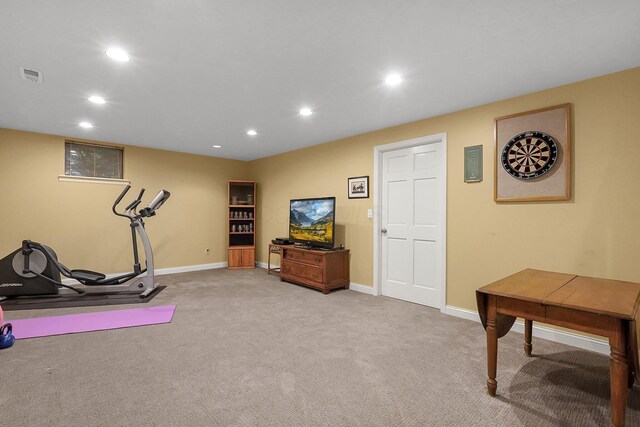 7661 Norhill Rd, Columbus, OH 43235 - workout room featuring recessed lighting and carpet