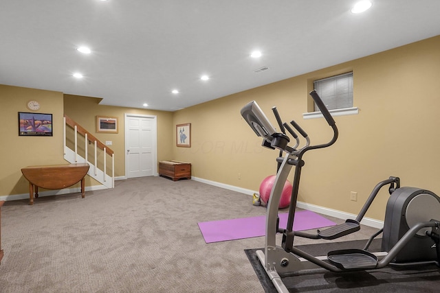 7661 Norhill Rd, Columbus, OH 43235 - exercise room featuring recessed lighting and carpet