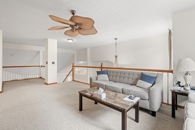 1296 Blacksmith Dr, Westerville, OH 43081 - carpeted living room featuring a ceiling fan and baseboards