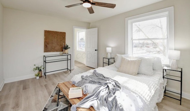 798 E Mithoff St, Columbus, OH 43206 - bedroom with multiple windows, wood finished floors, and a ceiling fan