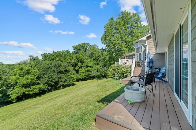 170 Joy Ln, Granville, OH 43023 - view of green lawn with a wooden deck