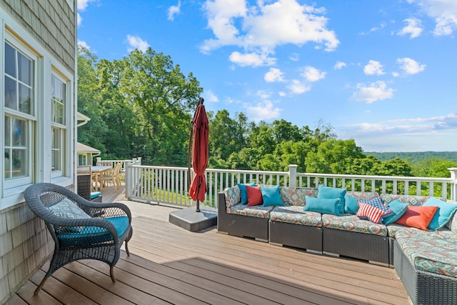 170 Joy Ln, Granville, OH 43023 - wooden terrace with an outdoor hangout area and a wooded view