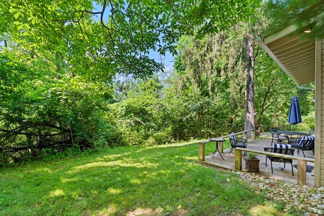 170 Joy Ln, Granville, OH 43023 - view of grassy yard with a deck