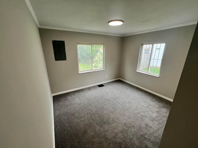 965 Francis Ave, Columbus, OH 43209 - spare room with electric panel, plenty of natural light, ornamental molding, and dark colored carpet
