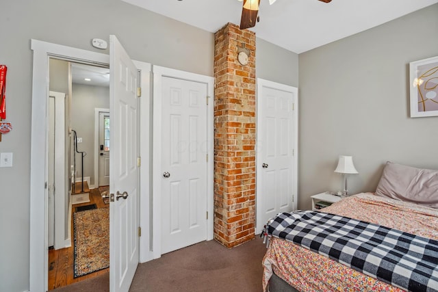 2350 Indiana Ave, Columbus, OH 43202 - bedroom featuring dark carpet and a ceiling fan