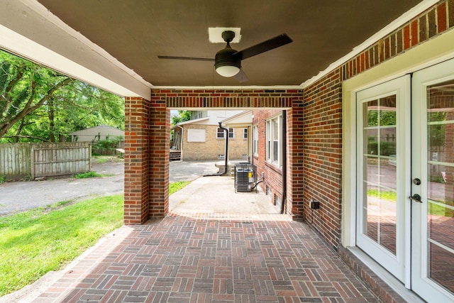 992 N Nelson Rd, Columbus, OH 43219 - view of patio / terrace featuring french doors and a ceiling fan
