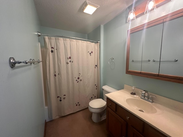 477 Greenlawn Dr, Howard, OH 43028 - bathroom with vanity, a textured ceiling, and shower / bathtub combination with curtain