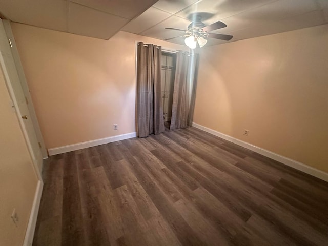 477 Greenlawn Dr, Howard, OH 43028 - unfurnished bedroom with dark wood-style floors and a ceiling fan