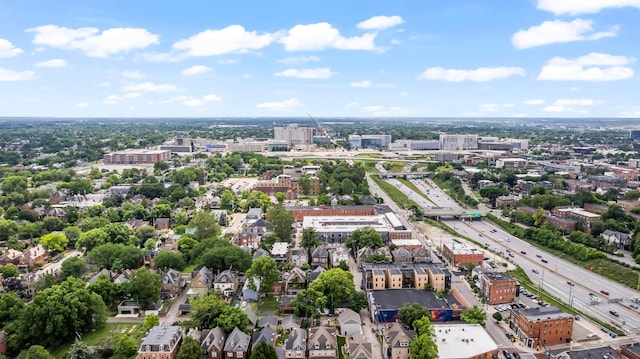 726 Franklin Ave, Columbus, OH 43205 - aerial overview of property's location with a major roadway and nearby urban area