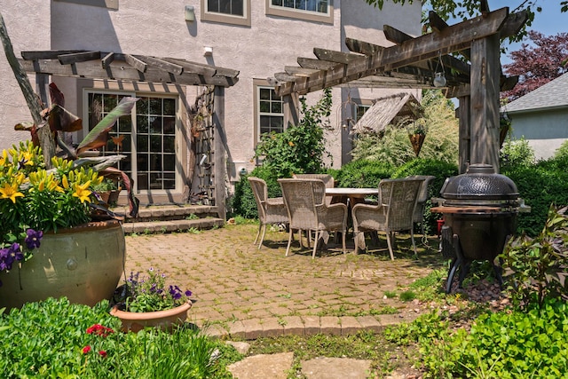 5650 Tynecastle Loop, Dublin, OH 43016 - view of patio / terrace featuring a pergola, outdoor dining space, and grilling area