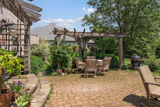 5650 Tynecastle Loop, Dublin, OH 43016 - view of patio with a pergola, outdoor dining space, and grilling area