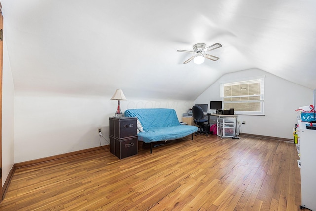 335 Letchworth Ave, Columbus, OH 43204 - office area with light wood-type flooring, vaulted ceiling, and ceiling fan
