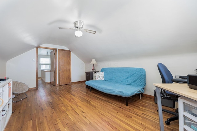 335 Letchworth Ave, Columbus, OH 43204 - office space with light wood-style flooring, vaulted ceiling, and ceiling fan