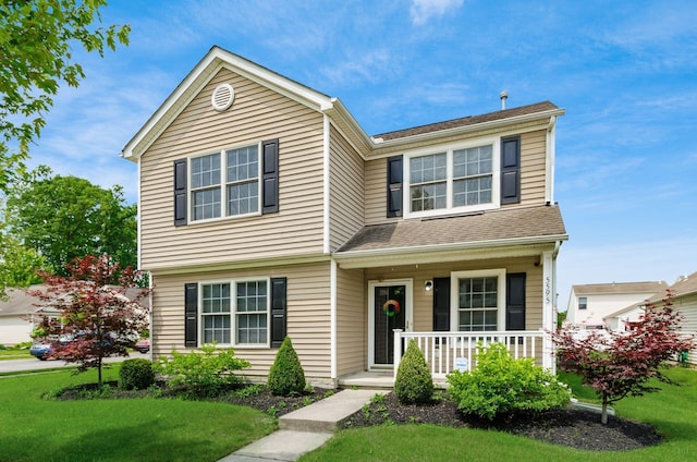 5595 Marshfield Dr, Westerville, OH 43081 - view of front of house featuring a porch and a front lawn