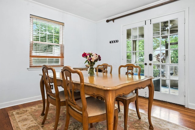 208 S Stanwood Rd, Bexley, OH 43209 - dining room featuring crown molding, wood finished floors, and french doors