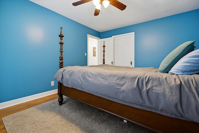 208 S Stanwood Rd, Bexley, OH 43209 - bedroom with wood finished floors and ceiling fan
