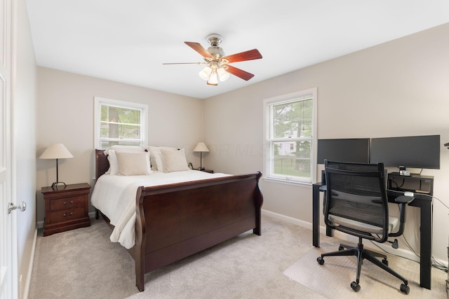 2222 Harwitch Rd, Columbus, OH 43221 - bedroom featuring an office area, light colored carpet, and a ceiling fan