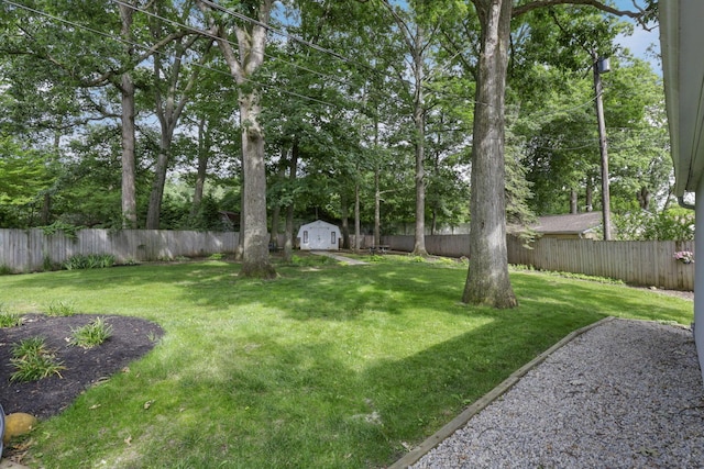 5252 Roche Pl, Columbus, OH 43229 - fenced backyard with a storage shed and view of wooded area