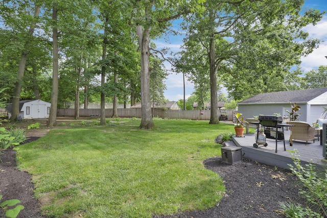 5252 Roche Pl, Columbus, OH 43229 - fenced backyard featuring a shed and a deck