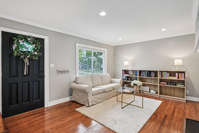 2361 Middlesex Rd, Upper Arlington, OH 43220 - living area with wood finished floors, crown molding, and recessed lighting