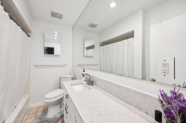 2361 Middlesex Rd, Upper Arlington, OH 43220 - bathroom with vanity, tile patterned flooring, shower / bath combo, and recessed lighting