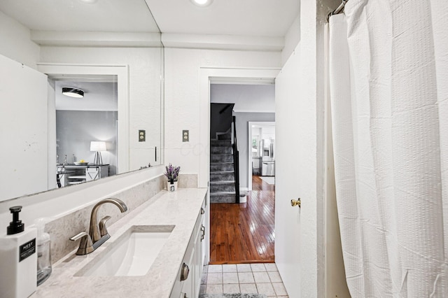 2361 Middlesex Rd, Upper Arlington, OH 43220 - full bathroom with vanity, tile patterned flooring, a shower with curtain, and recessed lighting