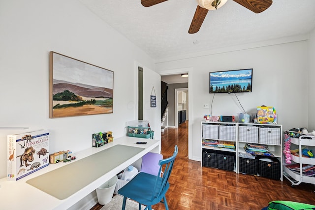 2361 Middlesex Rd, Upper Arlington, OH 43220 - office featuring a ceiling fan and a textured ceiling