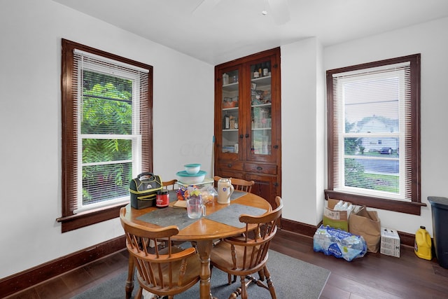 629 E Chestnut St, Lancaster, OH 43130 - dining room featuring wood-type flooring and ceiling fan