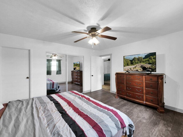 800 Spring Rd S, Westerville, OH 43081 - bedroom with dark wood finished floors, a closet, and a ceiling fan