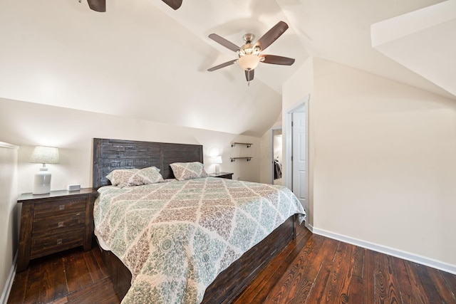 94 W Waterloo St, Canal Winchester, OH 43110 - bedroom featuring hardwood / wood-style flooring, lofted ceiling, and a ceiling fan