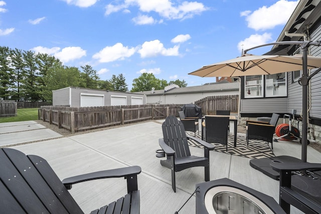 94 W Waterloo St, Canal Winchester, OH 43110 - wooden terrace featuring a fenced backyard and an outbuilding