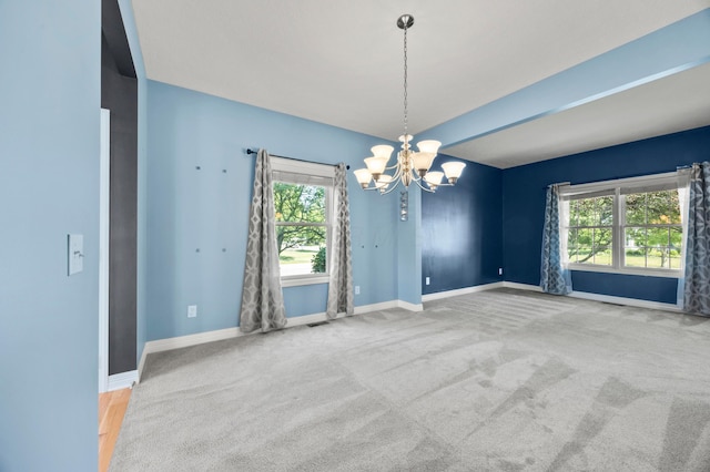 4003 Laurel Valley Dr, Powell, OH 43065 - spare room featuring a chandelier and carpet floors