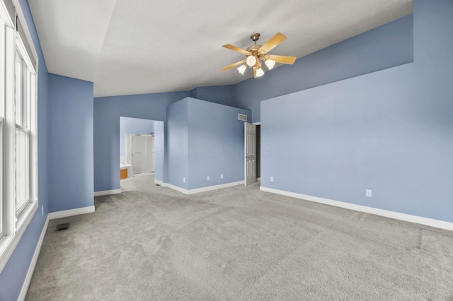 4003 Laurel Valley Dr, Powell, OH 43065 - carpeted empty room featuring a ceiling fan and lofted ceiling