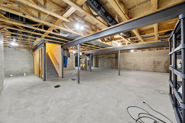 4003 Laurel Valley Dr, Powell, OH 43065 - unfinished basement with stairway and water heater