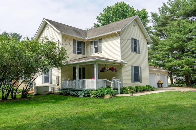 793 Waldo Fulton Rd, Waldo, OH 43356 - view of front of house with a porch, a front yard, a garage, and roof with shingles