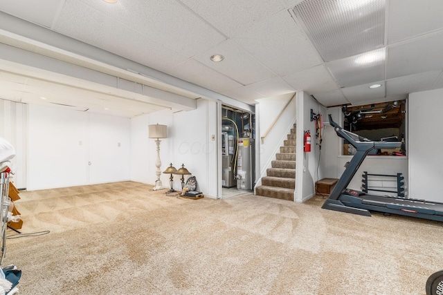 7954 Windrift Pl, Reynoldsburg, OH 43068 - exercise room featuring carpet, water heater, and recessed lighting