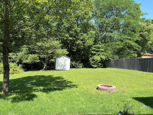 1439 Tall Meadows Dr, Columbus, OH 43223 - view of yard with a shed and an outdoor fire pit