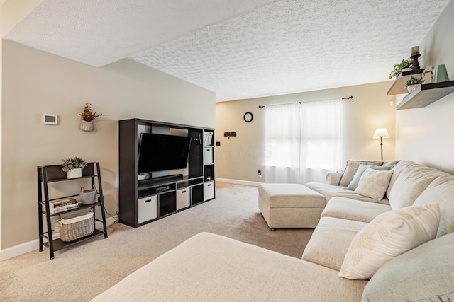 1439 Tall Meadows Dr, Columbus, OH 43223 - carpeted living area featuring a textured ceiling and baseboards
