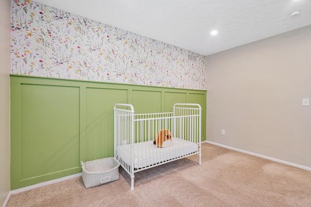 1439 Tall Meadows Dr, Columbus, OH 43223 - bedroom with carpet, a decorative wall, a wainscoted wall, recessed lighting, and access to outside