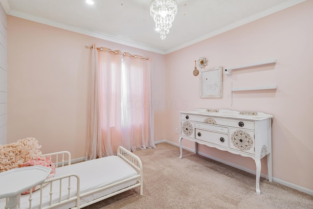 1439 Tall Meadows Dr, Columbus, OH 43223 - bedroom with light colored carpet and ornamental molding