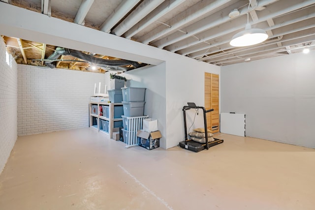 1439 Tall Meadows Dr, Columbus, OH 43223 - unfinished basement with brick wall