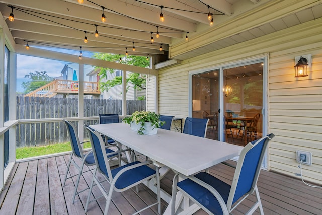 1439 Tall Meadows Dr, Columbus, OH 43223 - wooden deck featuring outdoor dining area